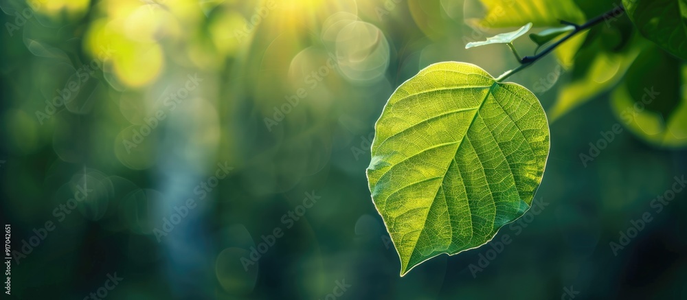 Leinwandbilder green leaf in a natural setting with a serene copy space image of nature in the background