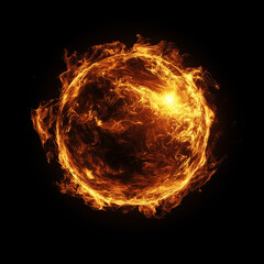 Fototapeta premium Palla di fuoco su sfondo nero.