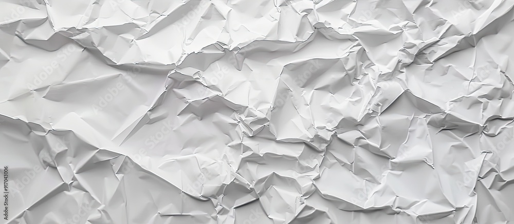 Poster top view of a crumpled white paper with a textured surface leaving empty copy space image