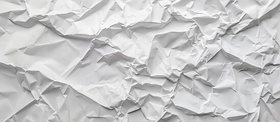 Obraz premium Top view of a crumpled white paper with a textured surface leaving empty copy space image