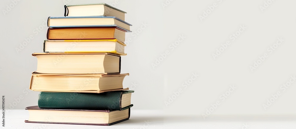 Aufkleber Stack of books on white background providing copy space image
