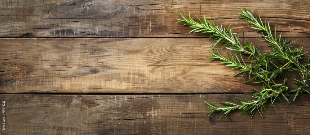Poster rosemary displayed beautifully on a rustic wooden table with copy space image