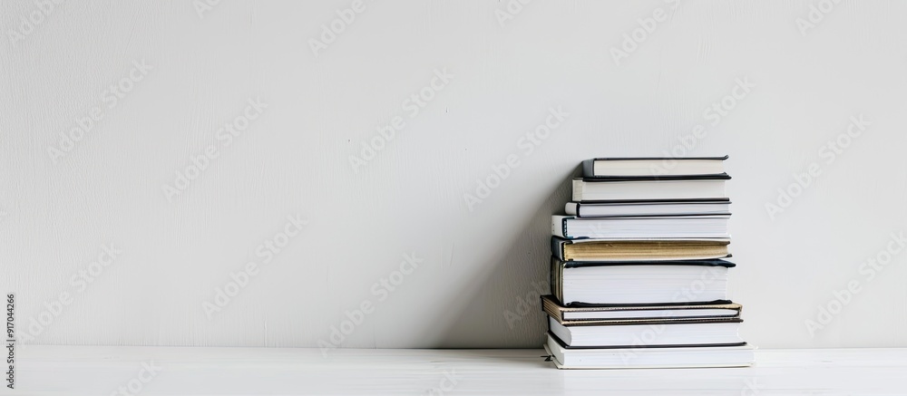 Aufkleber Stack of books on white background providing copy space image