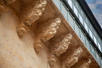 Decorative corbel on the facade of a historic building in city center, Malta, Valletta © mychadre77