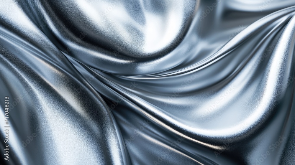 Poster smooth and elegant silver liquid design, creating a modern and sophisticated backdrop for high-end p