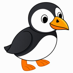 Puffin isolated on white background, Puffin vector illustration, bird on a branch vector art, Puffin silhouette, bird vector icon, Puffin on a branch line art, eps