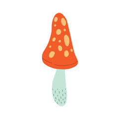 Charming red toadstool mushroom with a whimsical, magical vibe. Perfect for woodland, fairy tale, or fantasy-themed visuals with a playful autumnal element.
