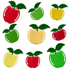 Red, green and yellow apples