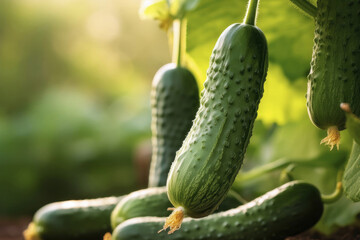 cucumber growing on the bed