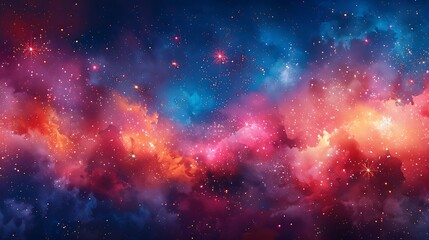 Fototapeta premium Watercolor fireworks pattern, various vibrant colors, intricate details, sparkles and trails, seamless design, soft gradients, festive and dynamic, hd quality, natural look. 