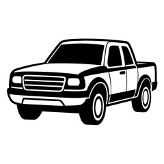 Pickup truck silhouette vector illustration