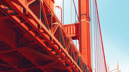 cables, showcasing the intricate details and engineering marvel of this famous landmark