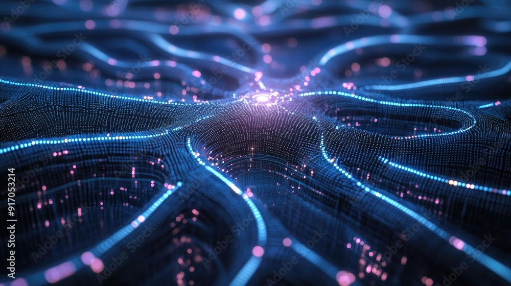 Poster conceptual image of iot disruption featuring neural networks, deep learning algorithms, and ai, emph
