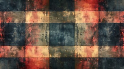 Watercolor plaid design, shades of navy, red, and green, soft gradients, seamless pattern, detailed textures, classic plaid look, hd quality, natural look. 