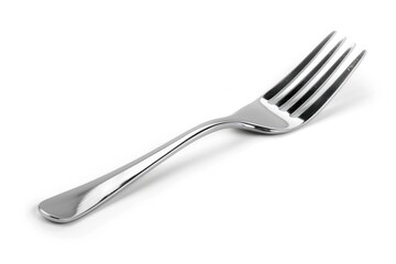 Shiny silver fork isolated on white background.