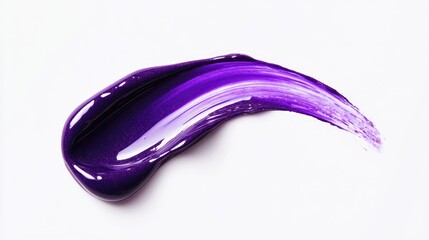 Naklejka premium Dramatic purple lip gloss smudge on a clean white background, showcasing its vibrant pigment and glossy finish