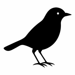 Warbler isolated on white background, Warbler vector illustration, bird on a branch vector art, Warbler silhouette, bird vector icon, Warbler on a branch line art, eps