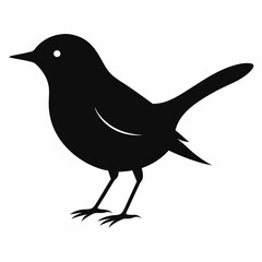 Warbler isolated on white background, Warbler vector illustration, bird on a branch vector art, Warbler silhouette, bird vector icon, Warbler on a branch line art, eps