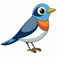 Warbler isolated on white background, Warbler vector illustration, bird on a branch vector art, Warbler silhouette, bird vector icon, Warbler on a branch line art, eps