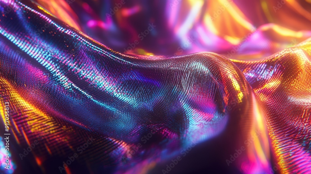 Aufkleber futuristic holographic texture with rainbow tones, showcasing vivid color transitions and dynamic li
