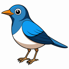 Warbler isolated on white background, Warbler vector illustration, bird on a branch vector art, Warbler silhouette, bird vector icon, Warbler on a branch line art, eps