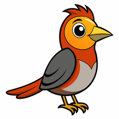 Warbler isolated on white background, Warbler vector illustration, bird on a branch vector art, Warbler silhouette, bird vector icon, Warbler on a branch line art, eps