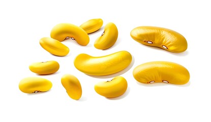 Yellow beans on white background