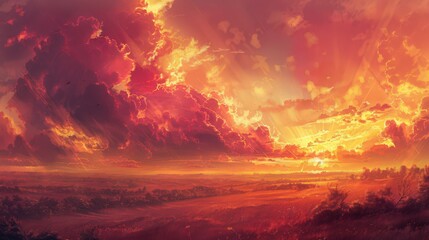 Depict a landscape undergoing a sudden temperature increase,