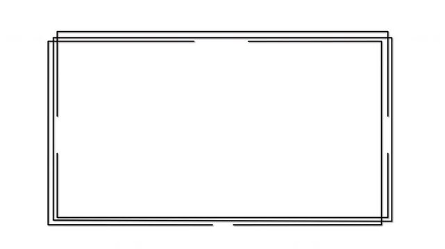 Rectangular, square frame, self drawing animation. Black lines animated on white background.	