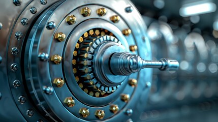 Secure bank vault with armored door, gold bullion, and storage for precious gems