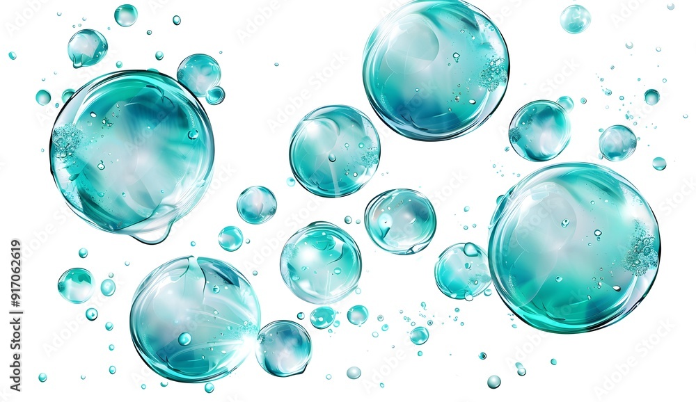 Wall mural abstract blue bubbles