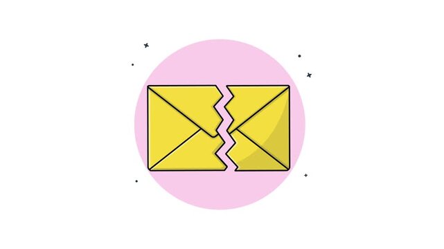 4k Torned Mail Envelope. Newsletter Concept Animation Video 
