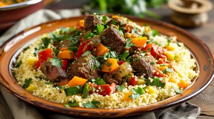 Delicious Moroccan Couscous with Beef and Vegetables
