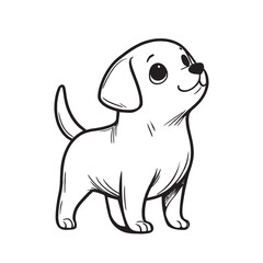  Dog, puppy drawn with one line, in cartoon style. Graphic illustration