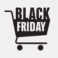 black Friday Shopping cart vector silhouette on a white background