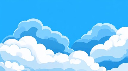 A bright blue sky filled with fluffy white clouds, creating a serene and peaceful atmosphere ideal for nature backgrounds.