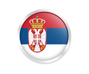 Obraz premium Flag of Serbia. Round flag. Flag icon. Circle flag icon logo vector illustration EPS