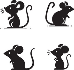 silhouette of clean vector Mouse set isolated on white background 