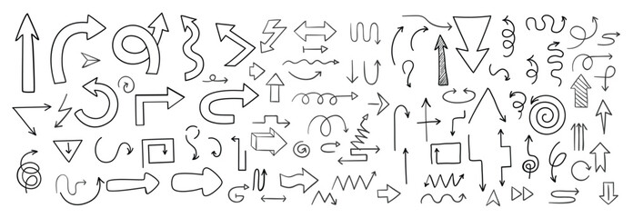 Set of arrows to mark in hand drawn style