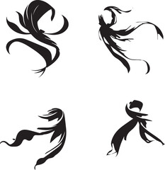 silhouette of clean vector Scarf set isolated on white background 