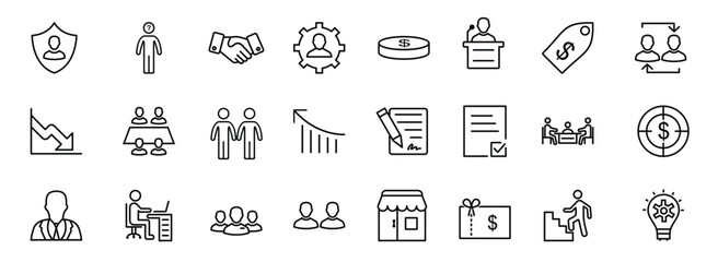 Set Of Business Strategy Line Icons

