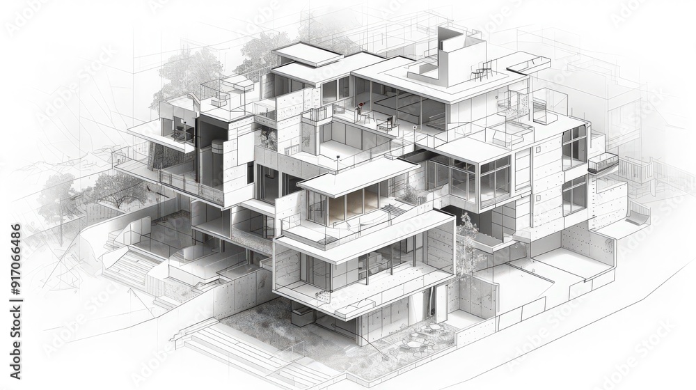 Poster the visualization of blueprint perspectives, such as isometric views and cross-sections, enhances sp