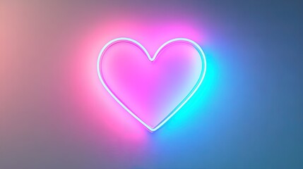 Vibrant Minimalist Neon Heart Poster with Cyan and Magenta Aura &ndash; Perfect for Sporty Interiors and Modern Decor