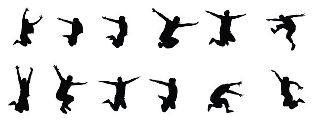 Set of images jumping athlete