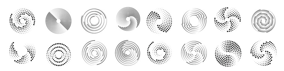 Set of speed lines in circle form. Radial speed Lines in Circle Form for comic books.