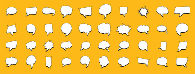 Set of stickers of speech bubbles for comics. Empty comic speech bubbles