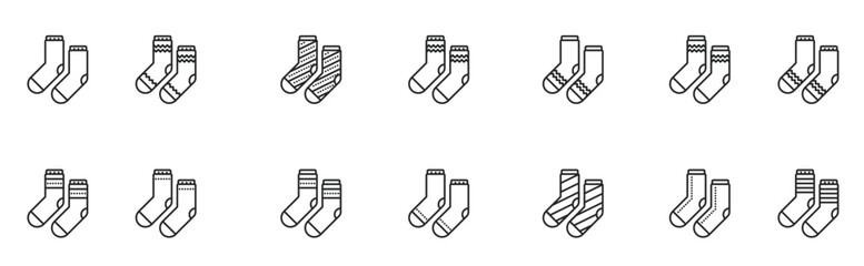 Socks Line Icon Set Vector