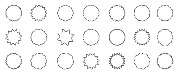 Starburst line sticker vector icon outline star border price tag editable stroke Simple illustration