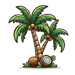 Vibrant Cartoon style Coconut Tree