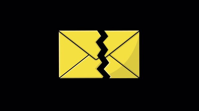 Animated Torned Mail Envelope. Newsletter Concept Video - Transparent